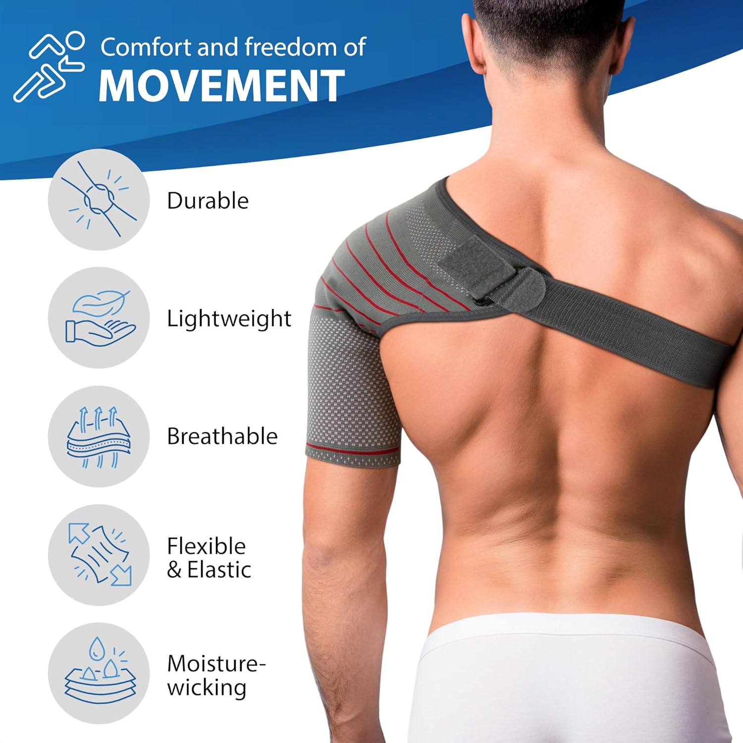 ORTONYX Shoulder Stability Brace Compression Sleeve for Rotator Cuff Support

