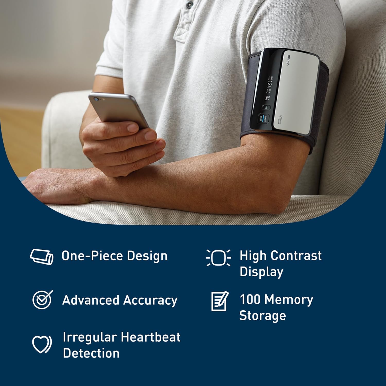 Omron Evolv Wireless Upper Arm Blood Pressure Monitor with Bluetooth and OMRON Connect App

