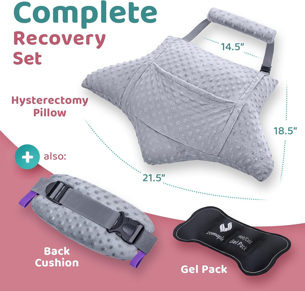 Zomaple Recovery Hysterectomy Pillow with Strap, Gel Pack & Lumbar Support

