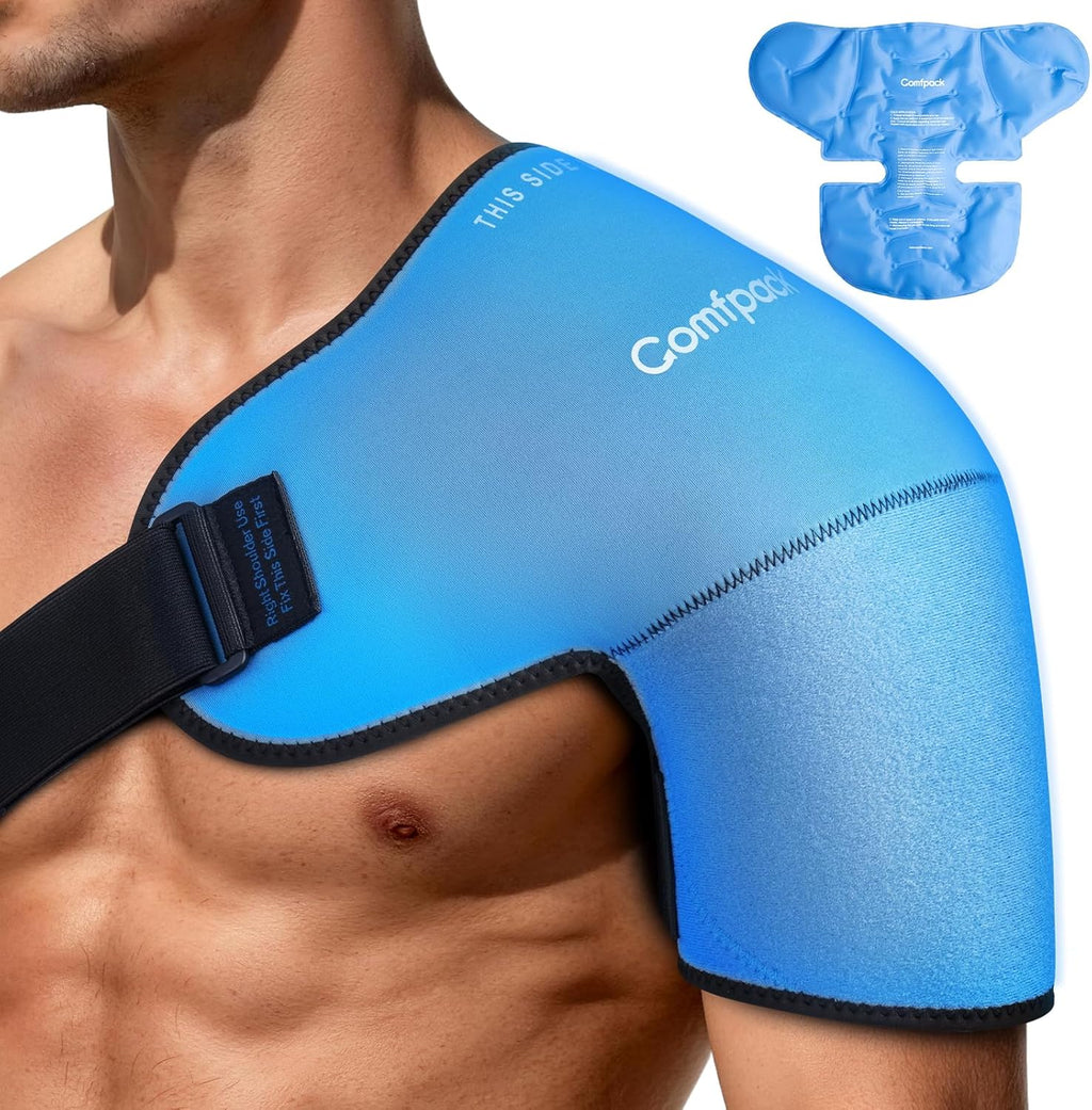 Comfpack Shoulder Ice Pack Wrap with Gel Cold Compression Sleeve for Rotator Cuff

