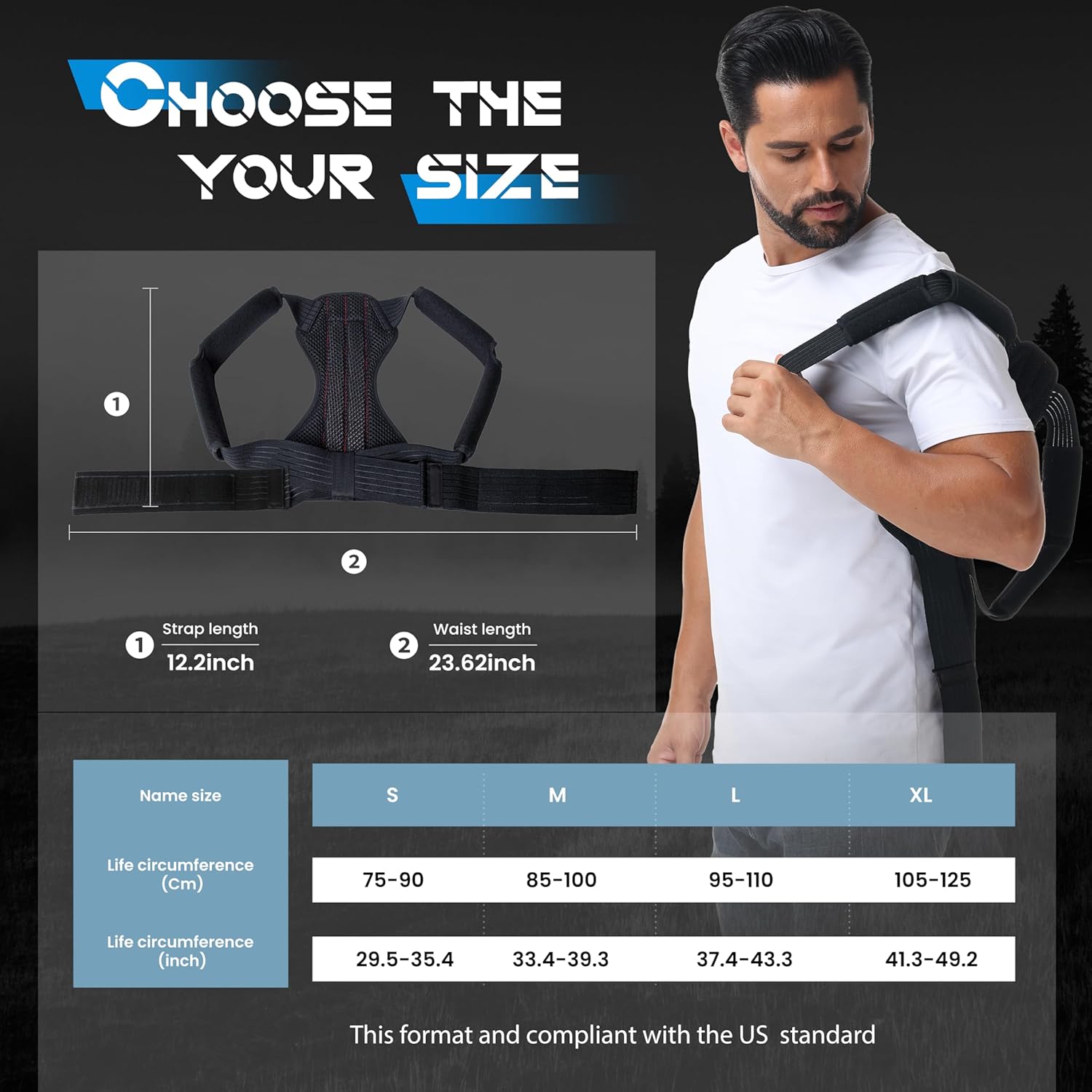 Luckela Posture Corrector Back Brace for Men and Women, Adjustable Support

