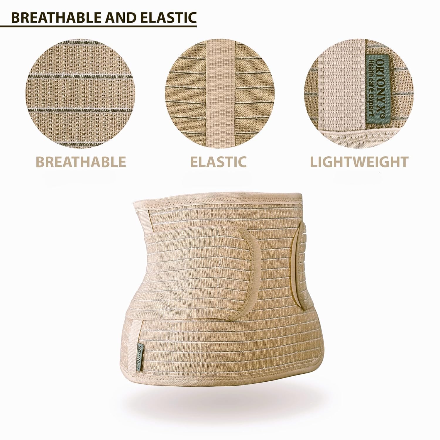 ORTONYX Ergonomic Abdominal Binder Waist & Lower Back Support Belt, Breathable

