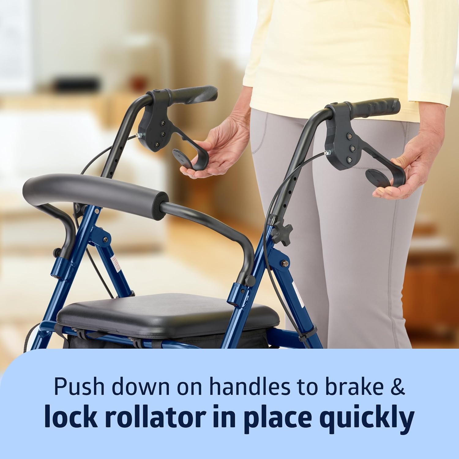 Medline Aluminum Rollator Walker with Seat, Foldable, 6 in Wheels, 250 lb Capacity

