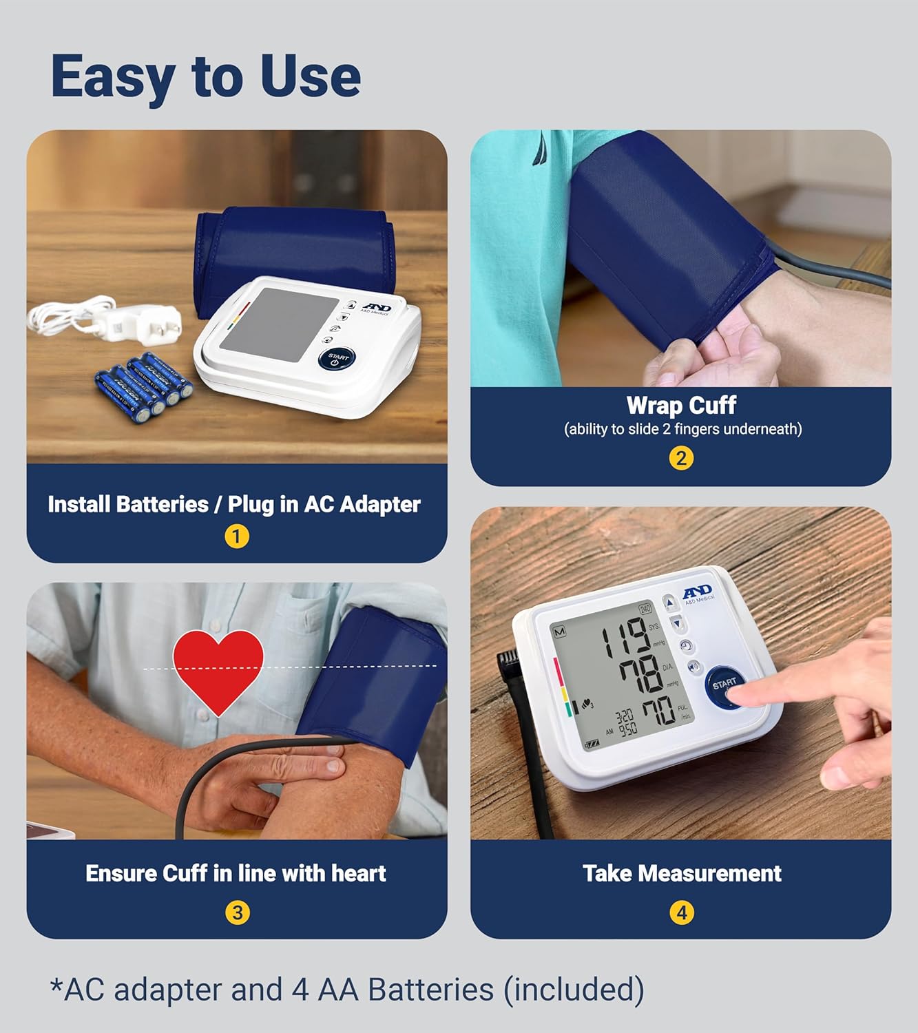 A&D Medical UA-1030T Blood Pressure Machine with TriCheck and Body Movement Sensor

