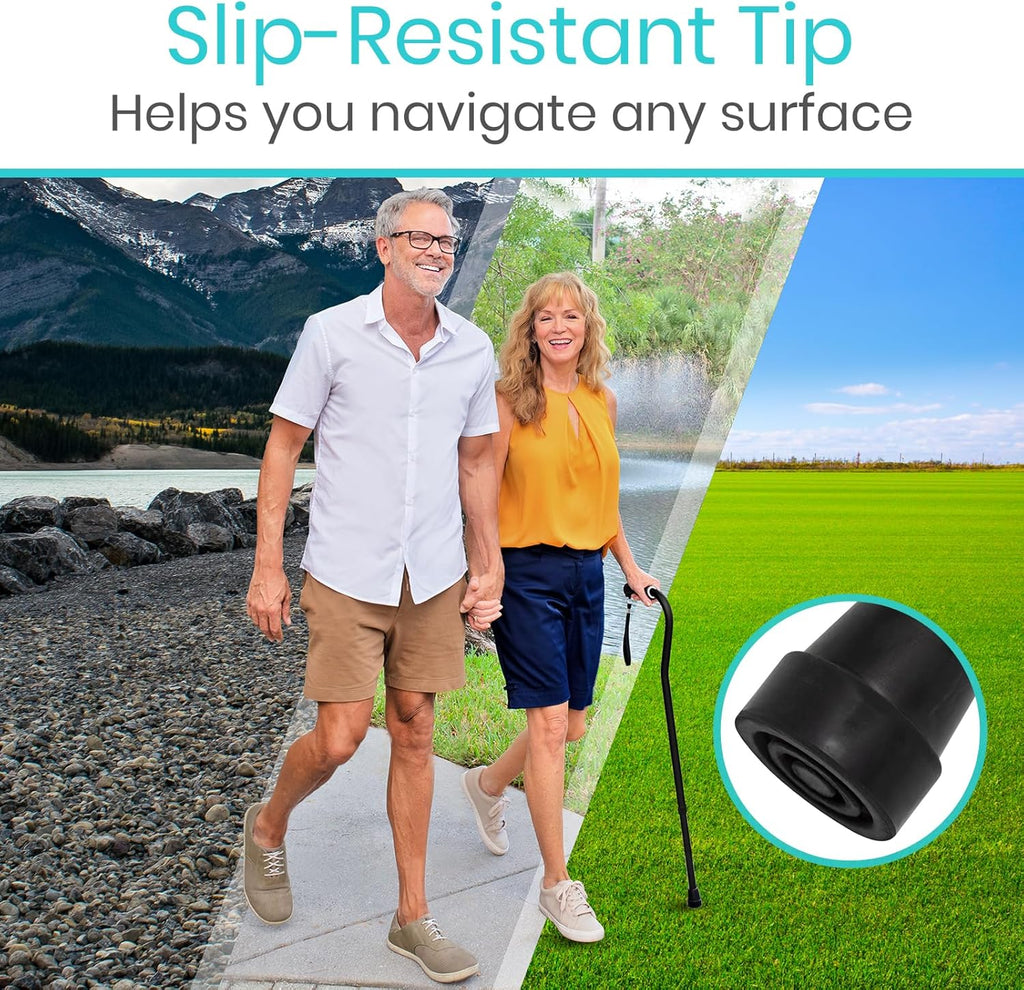 Vive Adjustable Walking Cane for Adults with Offset Grip, Lightweight Aluminum

