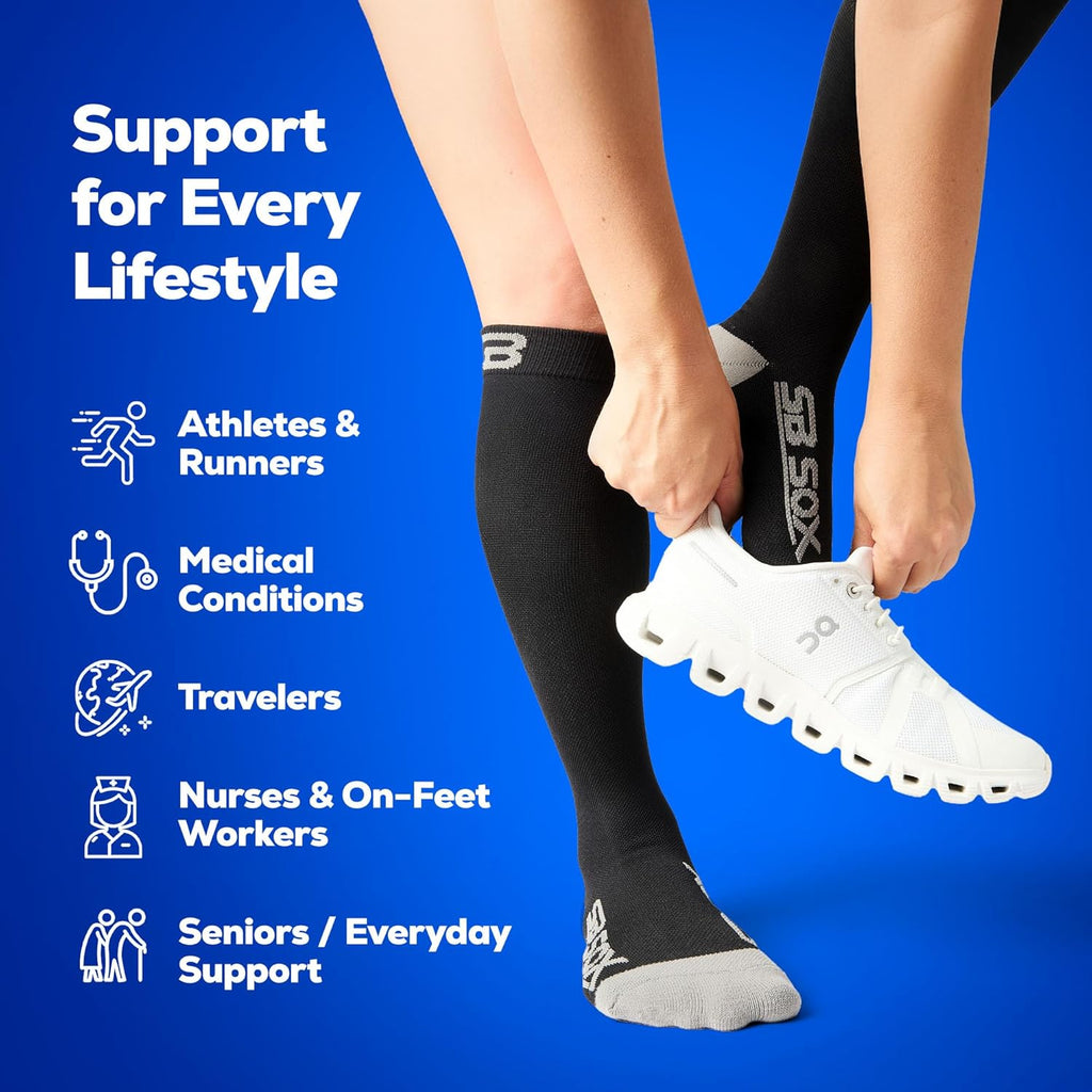 SB SOX 20-30mmHg Compression Socks for Men and Women, Graduated Calf Support

