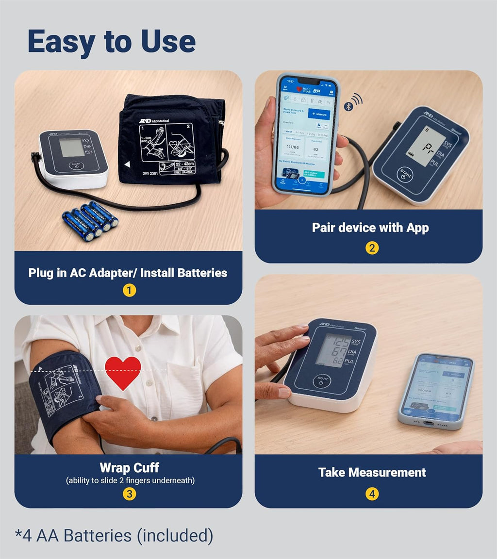 A&D Medical UA-651BLE Upper Arm Blood Pressure System with Wide-Range Cuff

