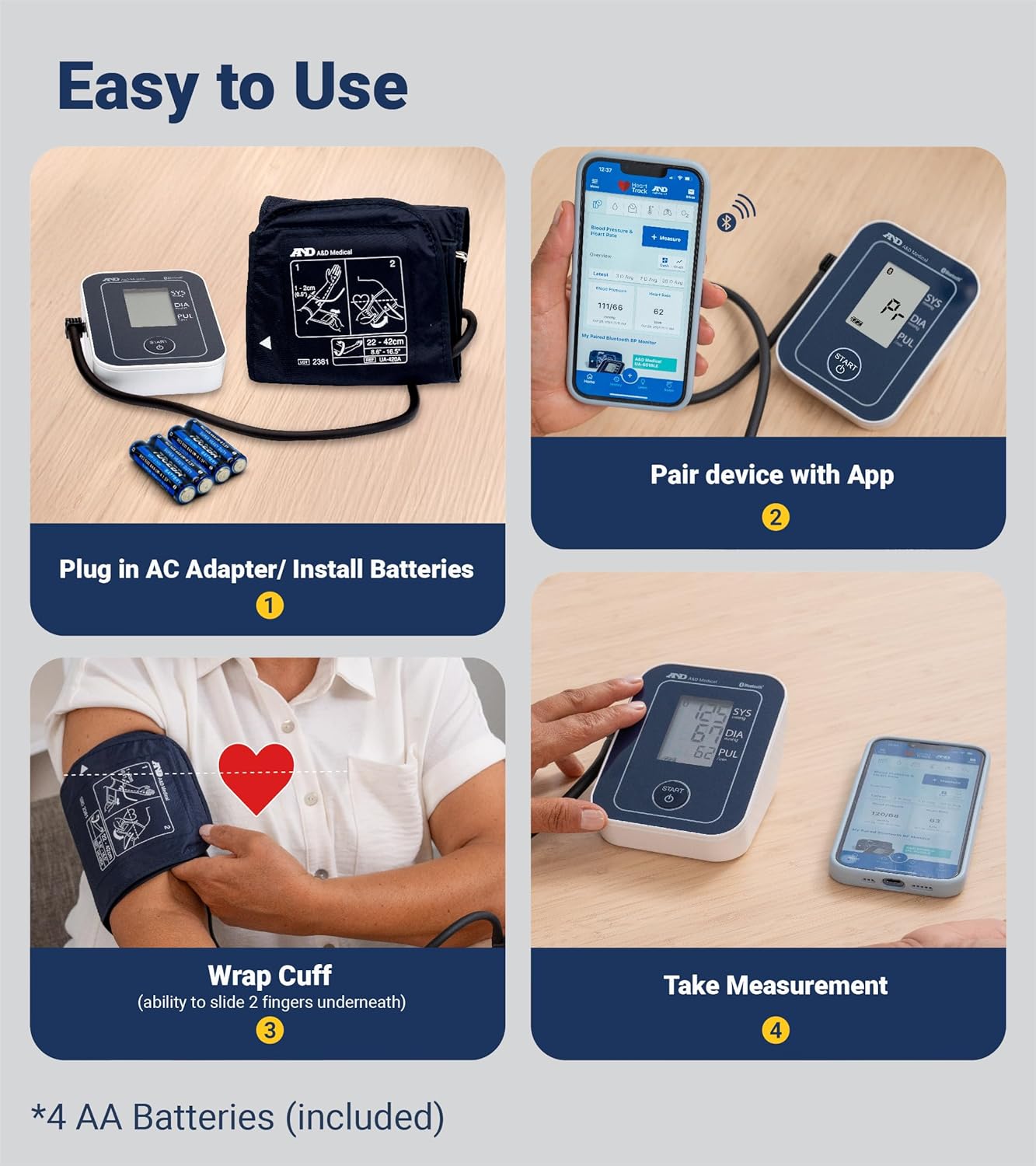 A&D Medical UA-651BLE Upper Arm Blood Pressure System with Wide-Range Cuff

