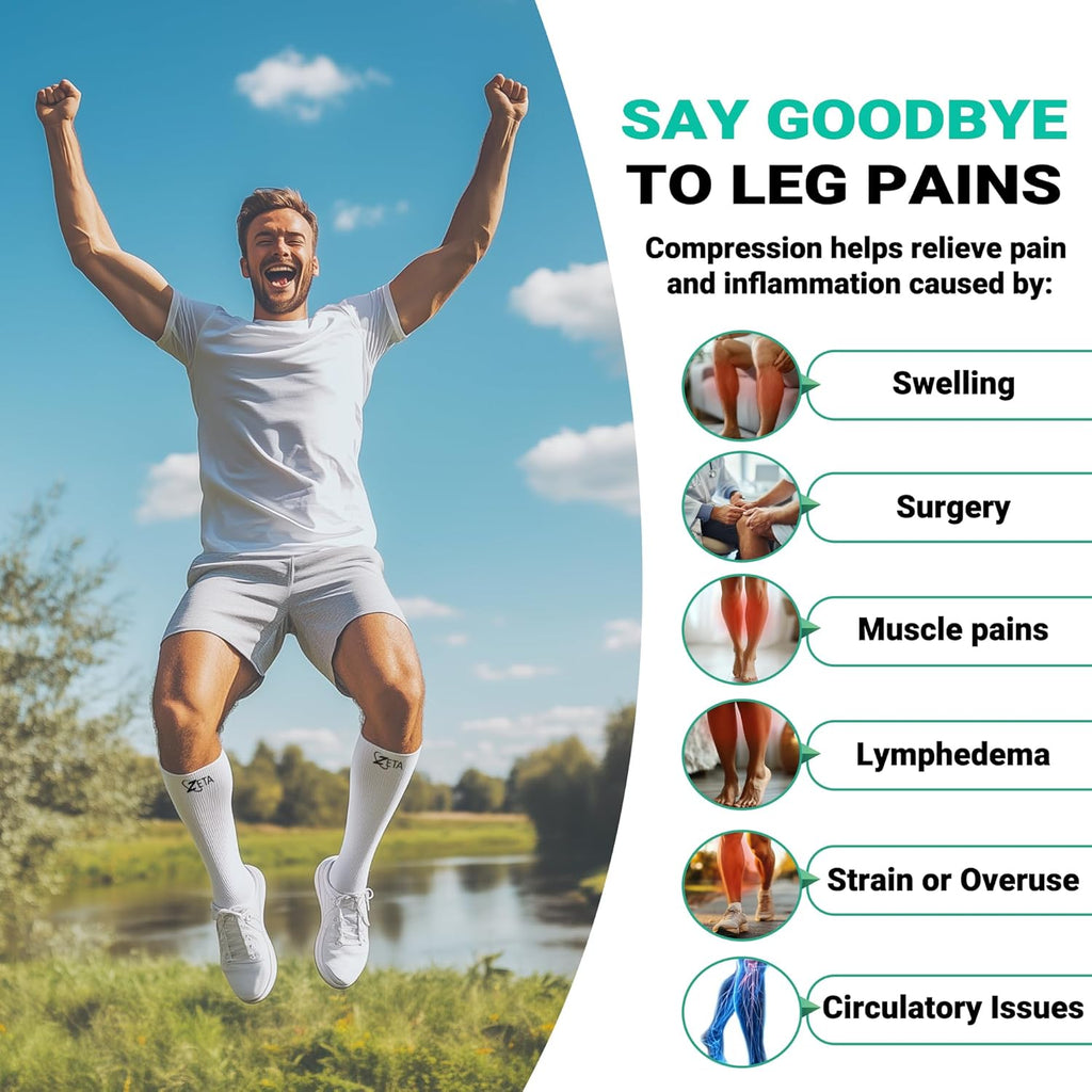 Zeta Wear Wide Calf Compression Socks Knee-High 15–19 mmHg Graduated Support


