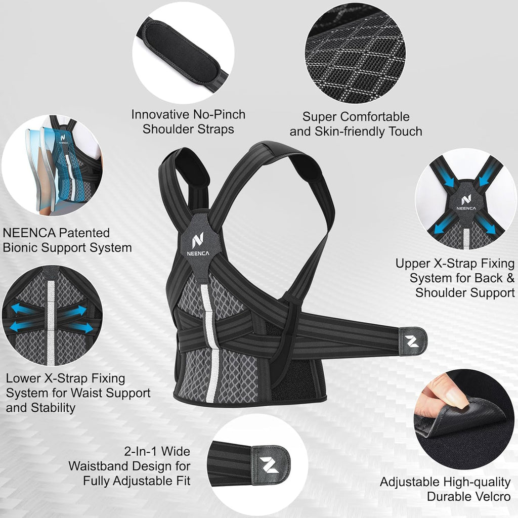 NEENCA Medical Posture Corrector Back Brace with Adjustable Back Support

