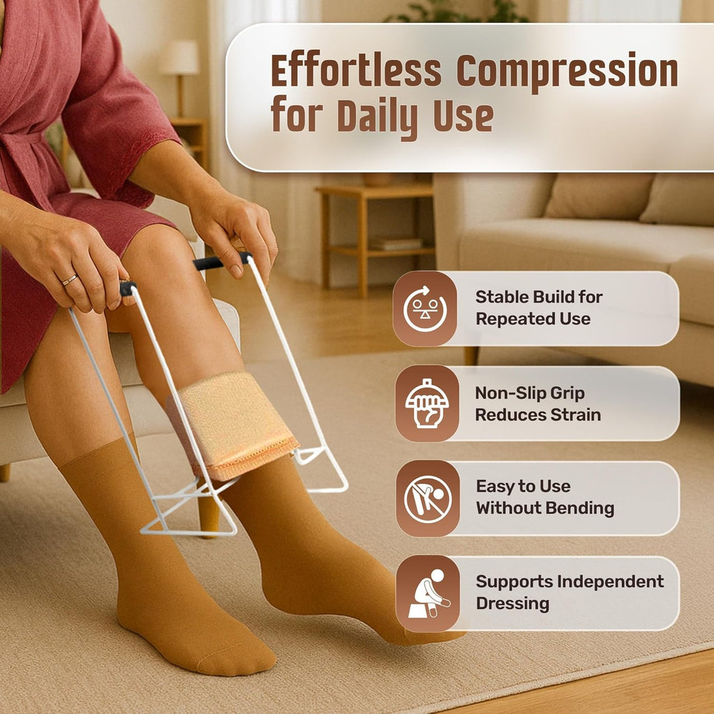 Stocking Donner Compression Sock Aid Tool with Metal Frame and Foam Grips

