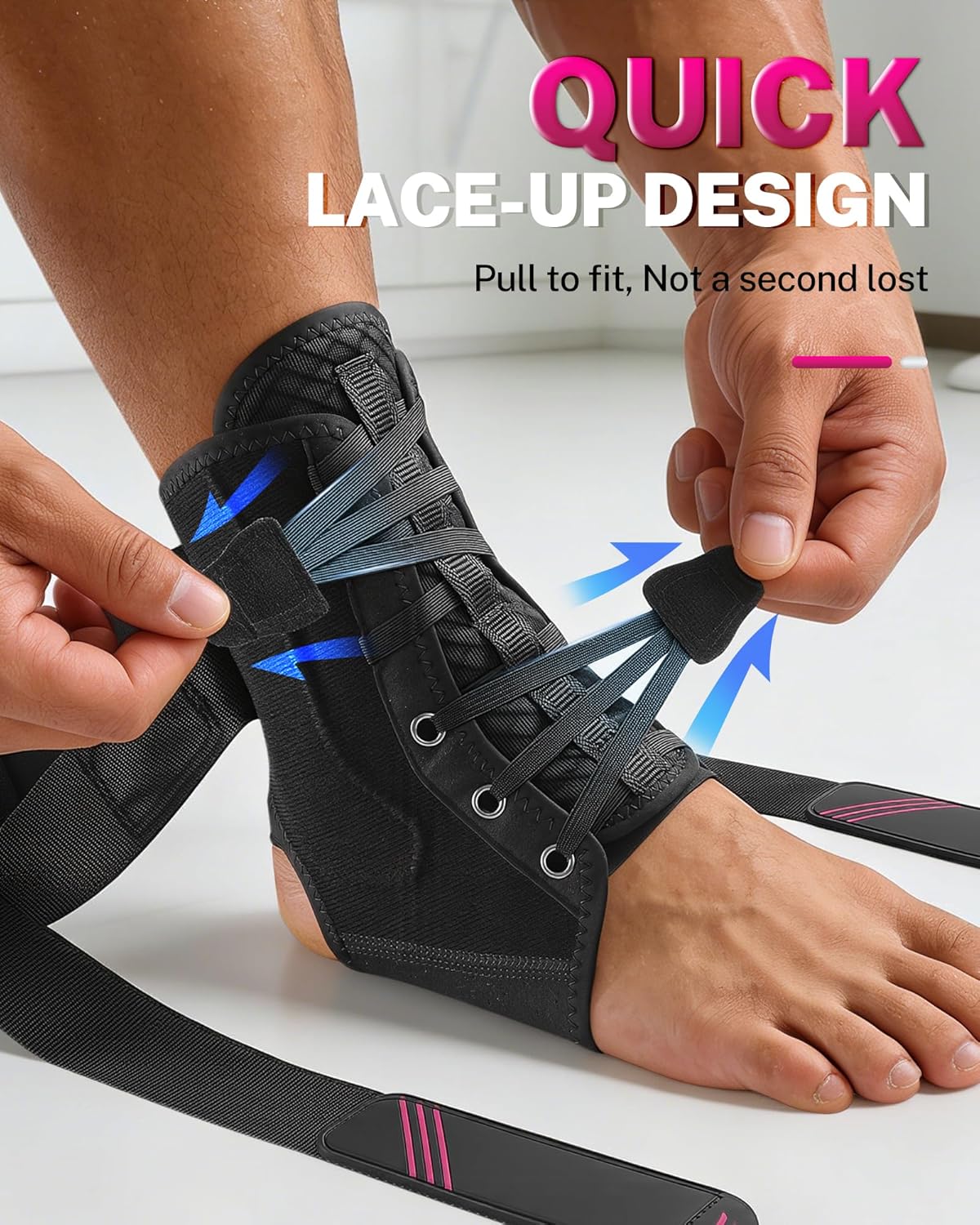 Fitomo 1.5mm Ultra-Thin Ankle Brace with Figure-8 Support, Breathable Adjustable

