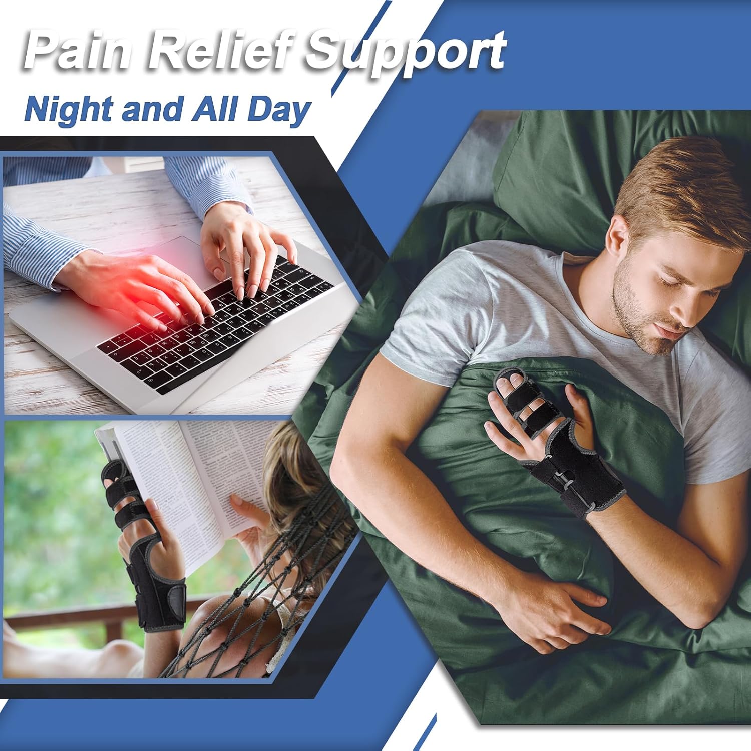 Trigger Finger Splint Hand Brace for Index, Middle, Ring, Little Finger

