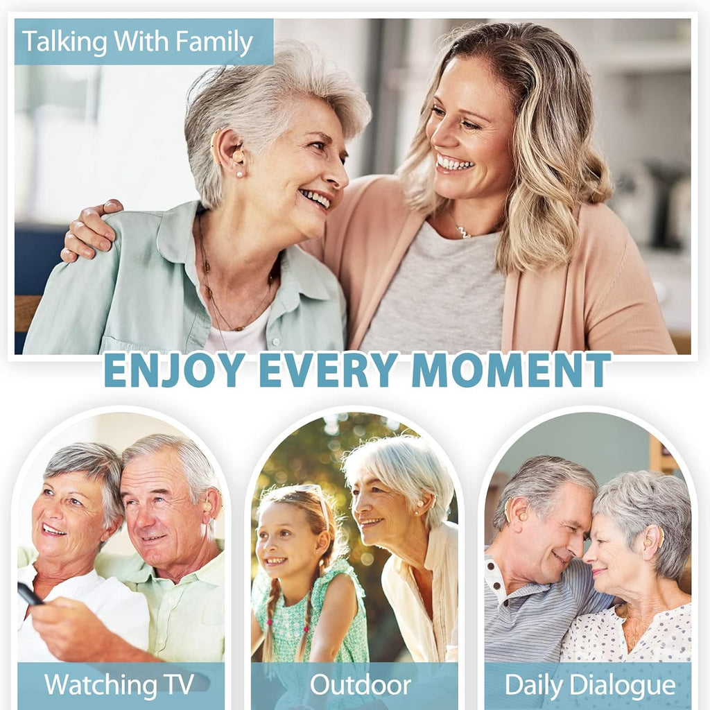 Rechargeable Hearing Aids for Seniors with Noise Reduction and Charging Case

