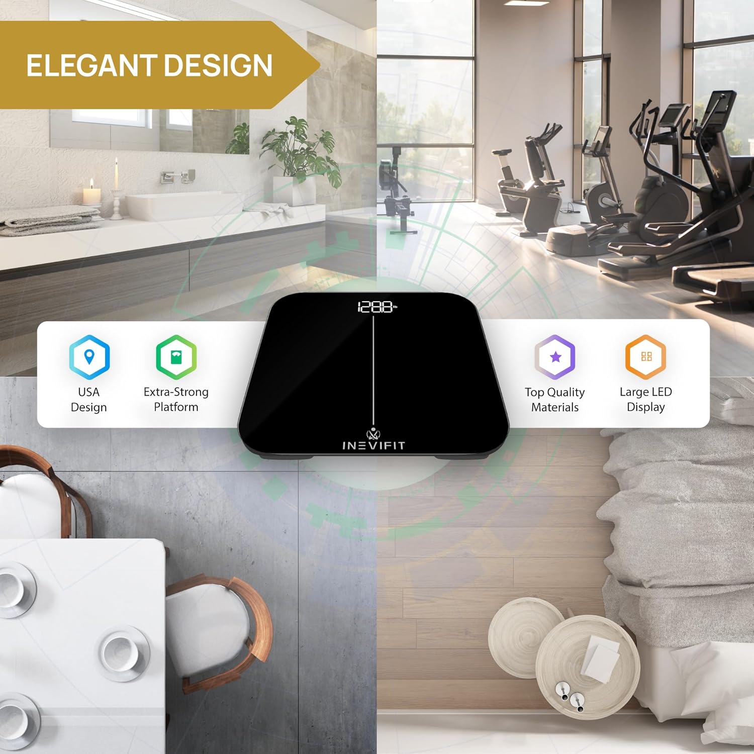 INEVIFIT Bluetooth Digital Bathroom Scale with BMI Tracking and Smartphone App

