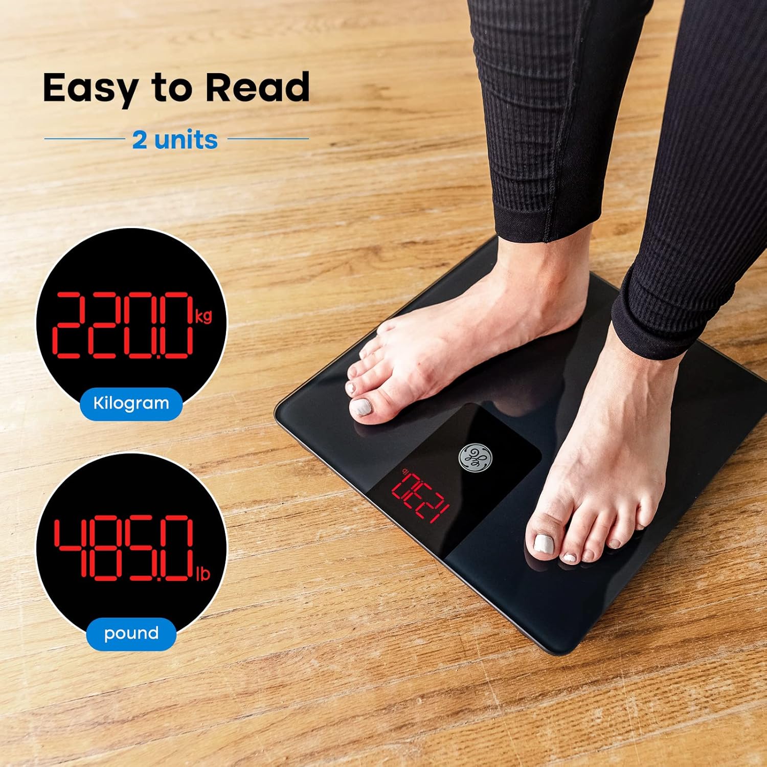GE Digital Bathroom Scale for Body Weight with Bluetooth, 500 lb Capacity

