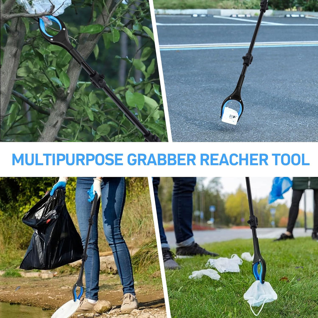 38 in Foldable Reacher Grabber Tool with 360° Rotating Jaw and Magnet, 3-Pack

