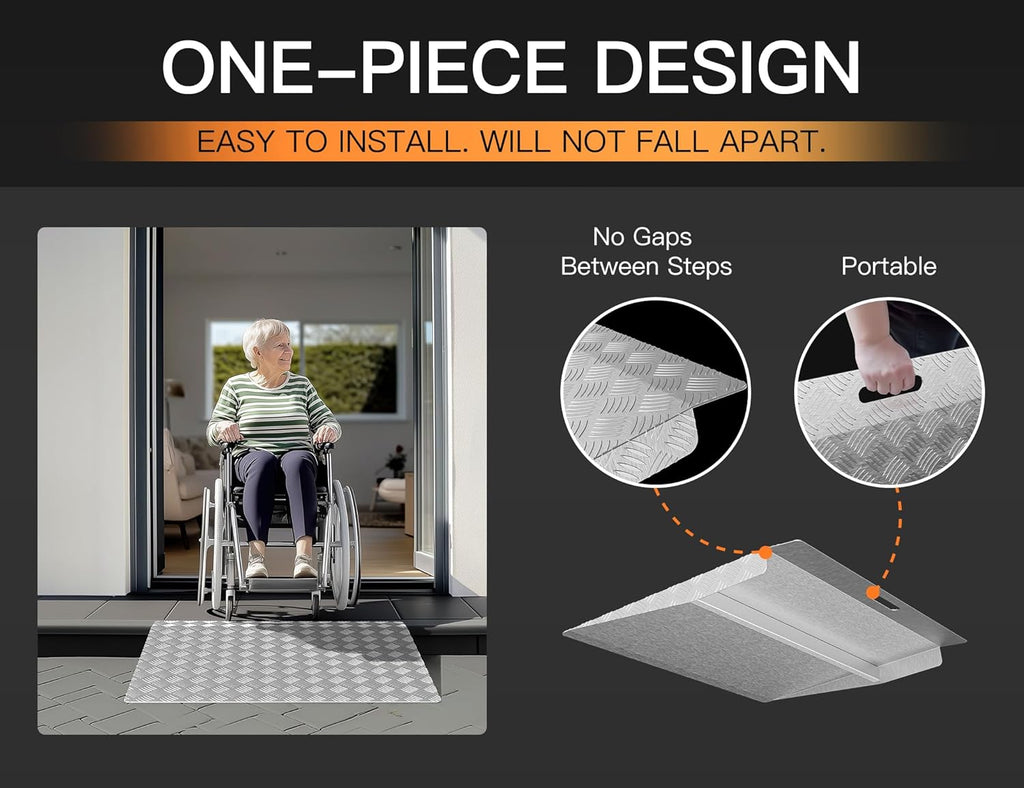 Aluminum Threshold Ramp for Doorways, Portable Non-Slip Wheelchair Access Ramp

