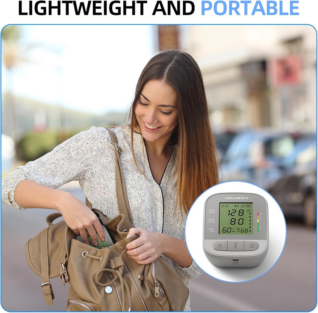 VOLUETH Upper Arm Blood Pressure Monitor for Kids and Adults with LCD Display

