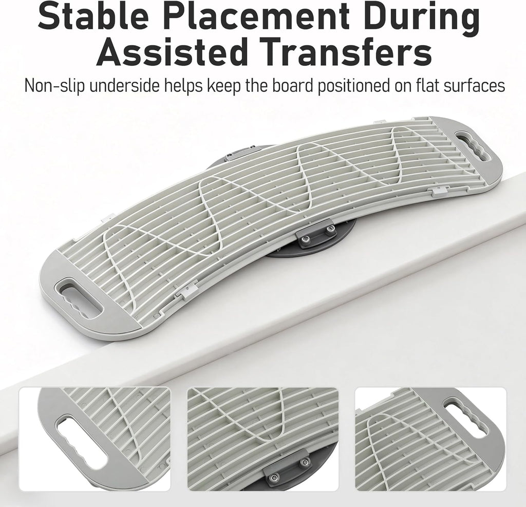Rotating Transfer Board with Turntable and Dual Handles, Non-Slip Wheelchair Aid

