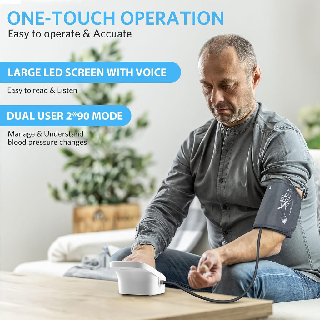 BESTEK Automatic Arm Blood Pressure Monitor, Digital LED Voice BP Cuff

