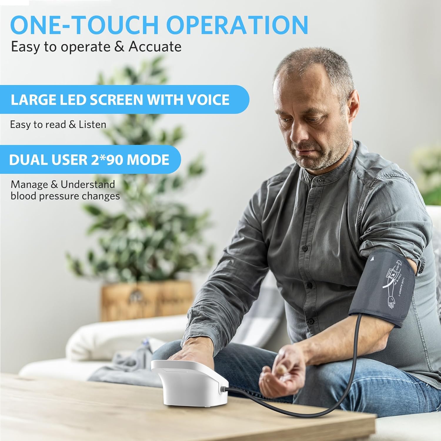 BESTEK Automatic Arm Blood Pressure Monitor, Digital LED Voice BP Cuff

