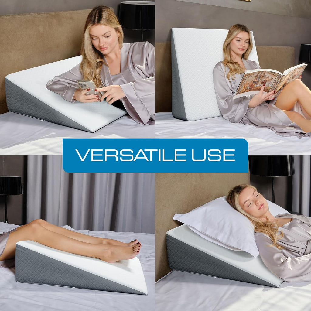 Kolbs Wedge Memory Foam Pillow with Jacquard Cover for Acid Reflux GERD

