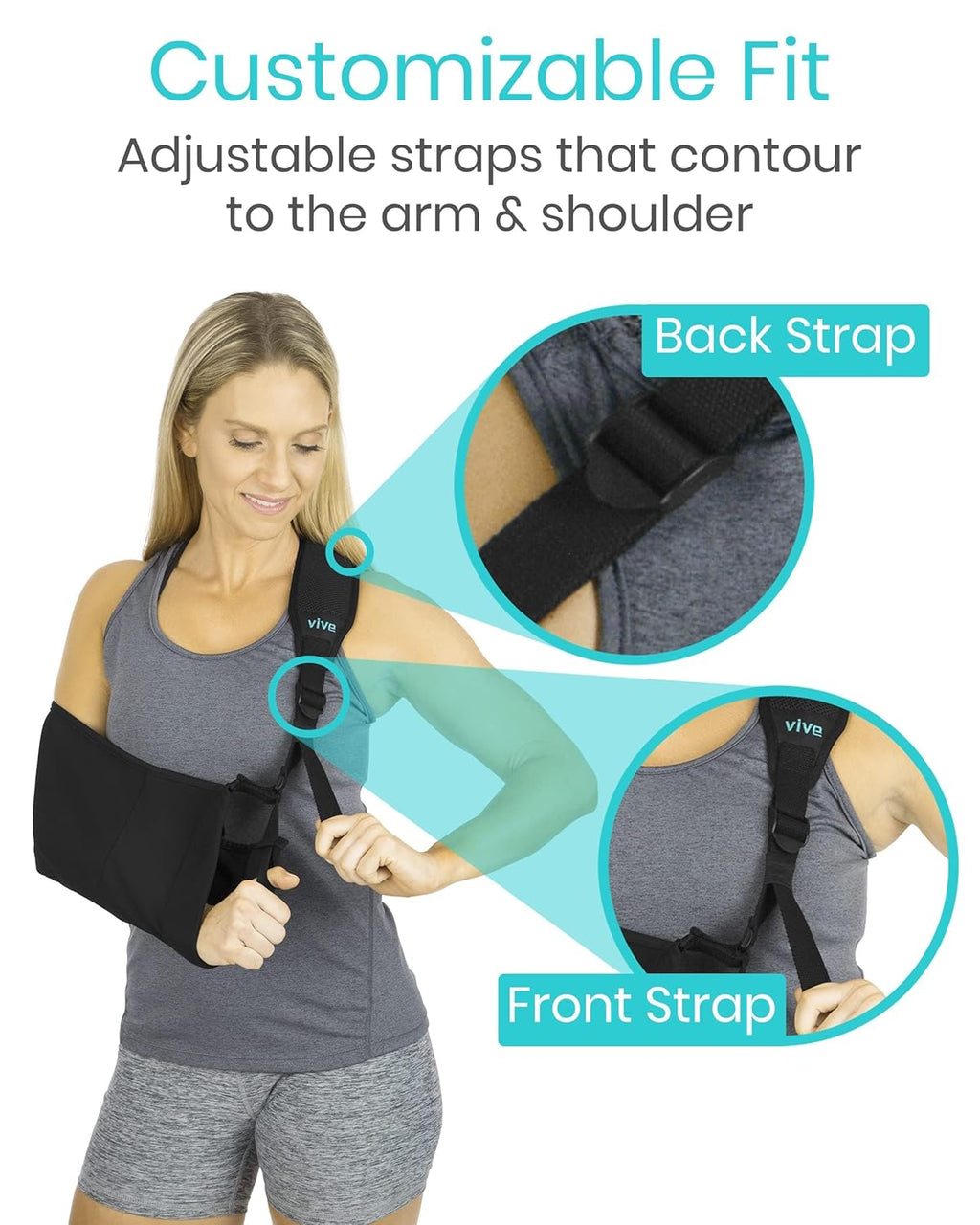 Vive Arm Sling Shoulder Immobilizer with Thumb Loop, Adjustable Padded Strap

