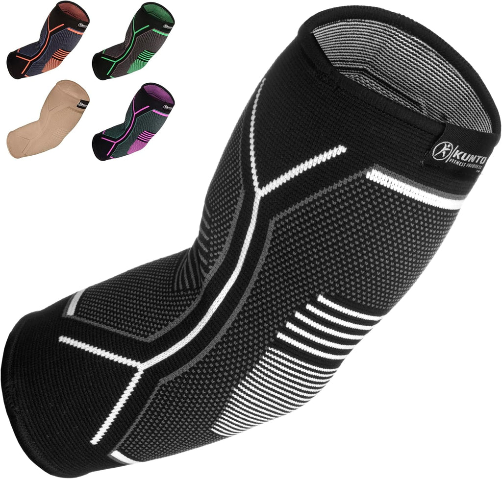 Kunto Fitness Elbow Compression Brace Sleeve for Tendonitis, Tennis Elbow, Pain Relief

