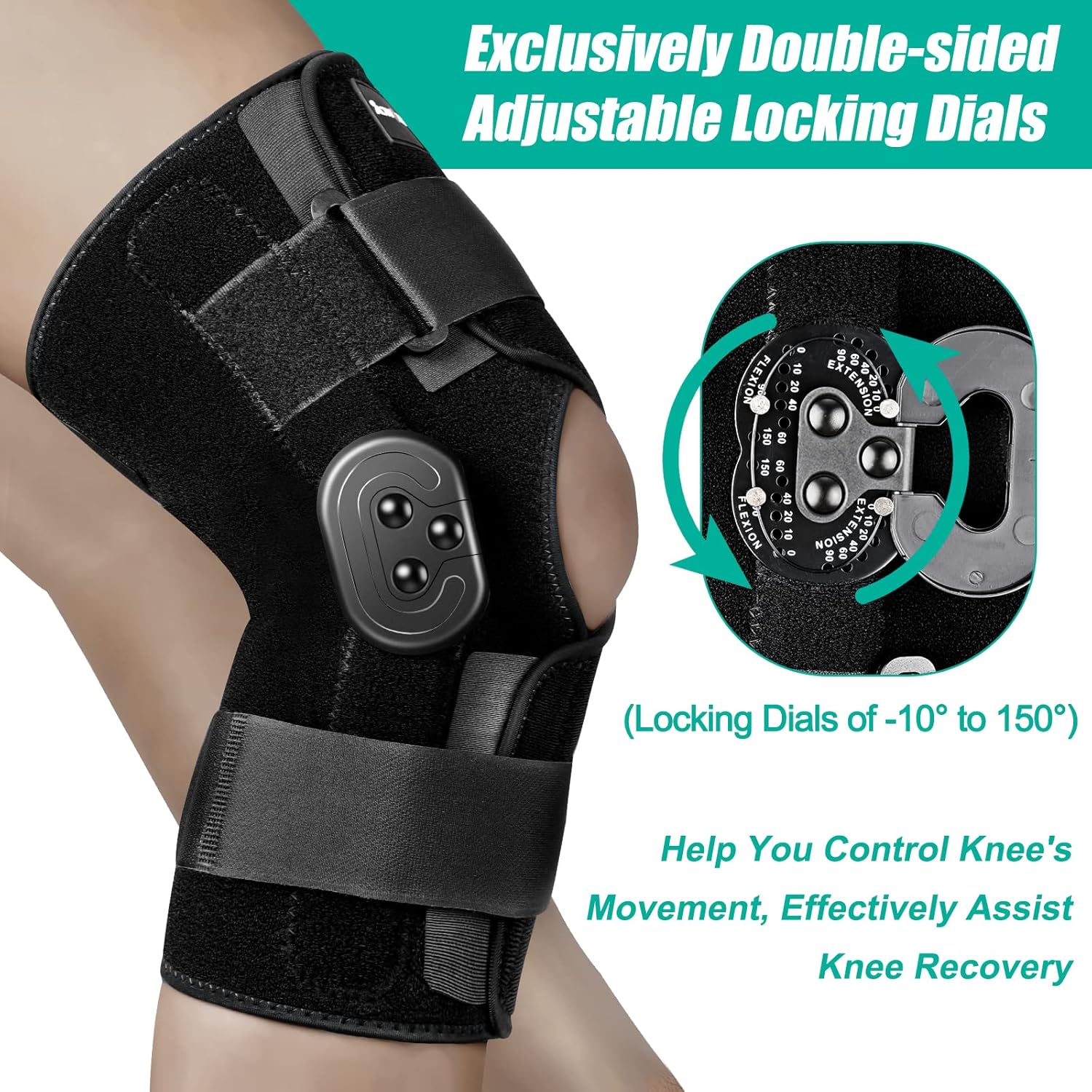 NEENCA Hinged Knee Brace with Locking Dials, ROM Knee Immobilizer for Support

