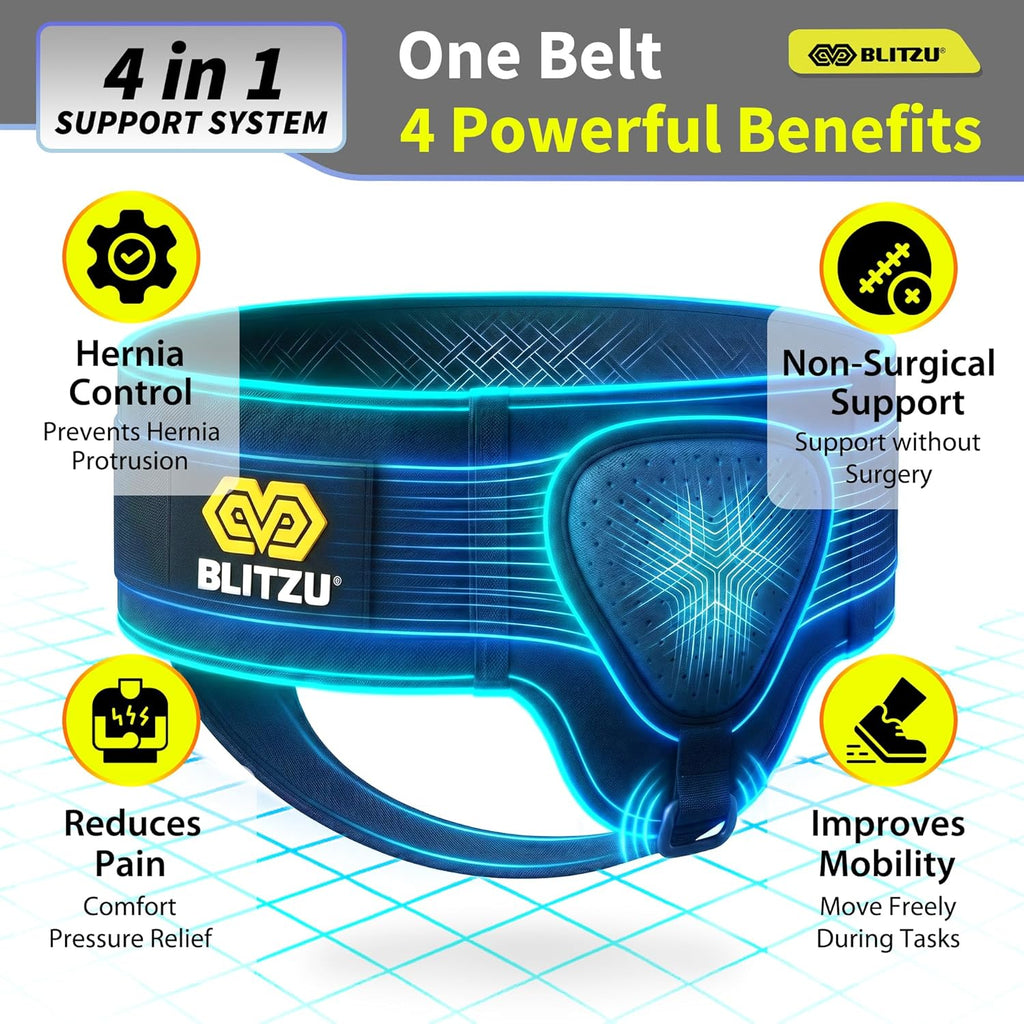 BLITZU Inguinal Hernia Support Belt for Men and Women, Adjustable Left/Right

