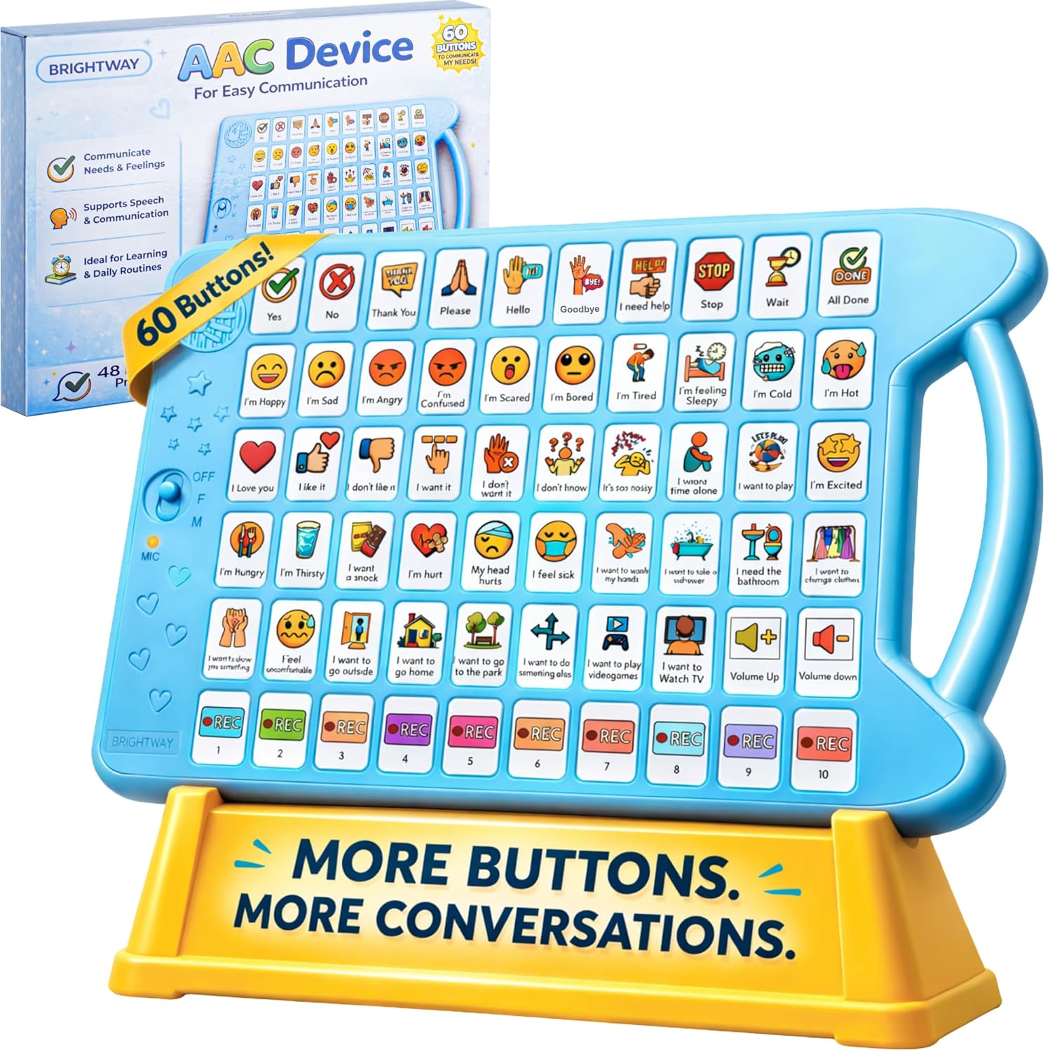 Brightway AAC Device for Autism Nonverbal Communication Board, 60 Buttons

