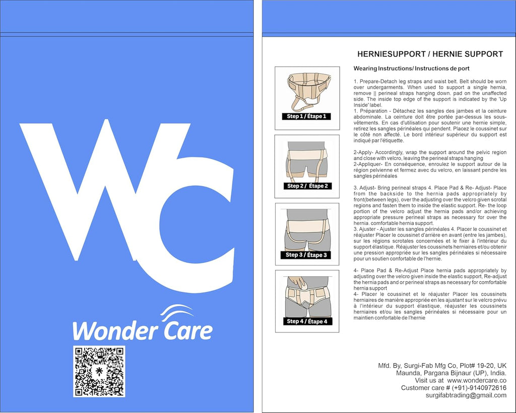 Wonder Care Inguinal Hernia Support Truss Brace with Removable Compression Pads

