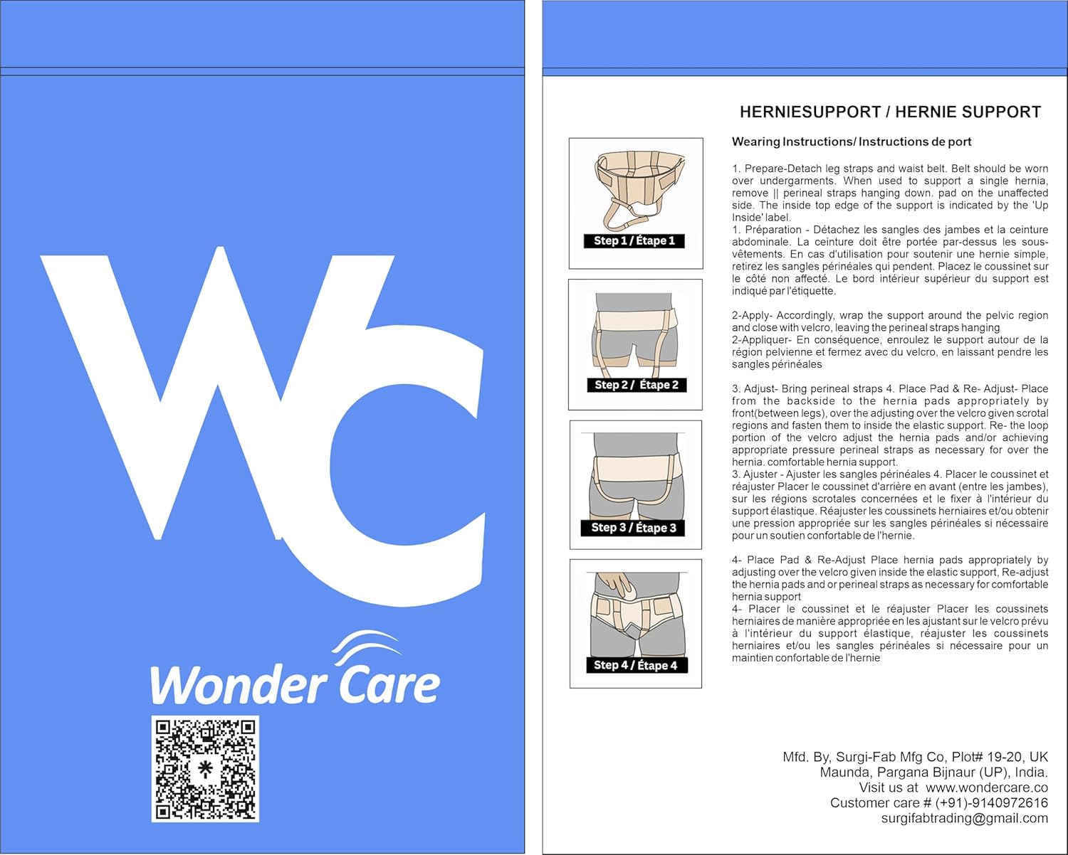 Wonder Care Inguinal Hernia Support Truss Brace with Removable Compression Pads

