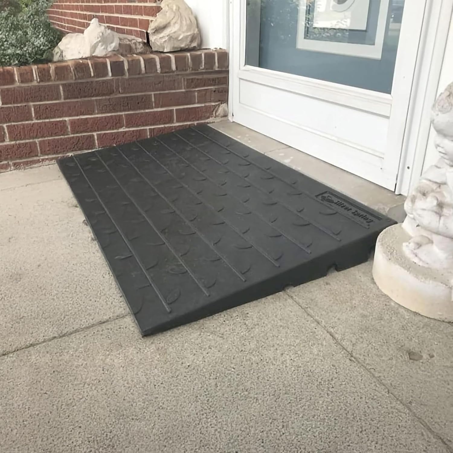 Doorway Threshold Ramp for Wheelchair and Scooter, Non-Slip Rubber with Cable Channels

