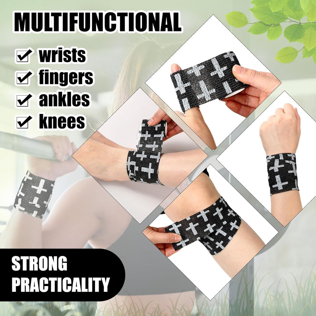 Geiserailie 12 Pack Christian Athletic Tapes 2 Inch Self Adhesive Sports Wraps 5 Yards

