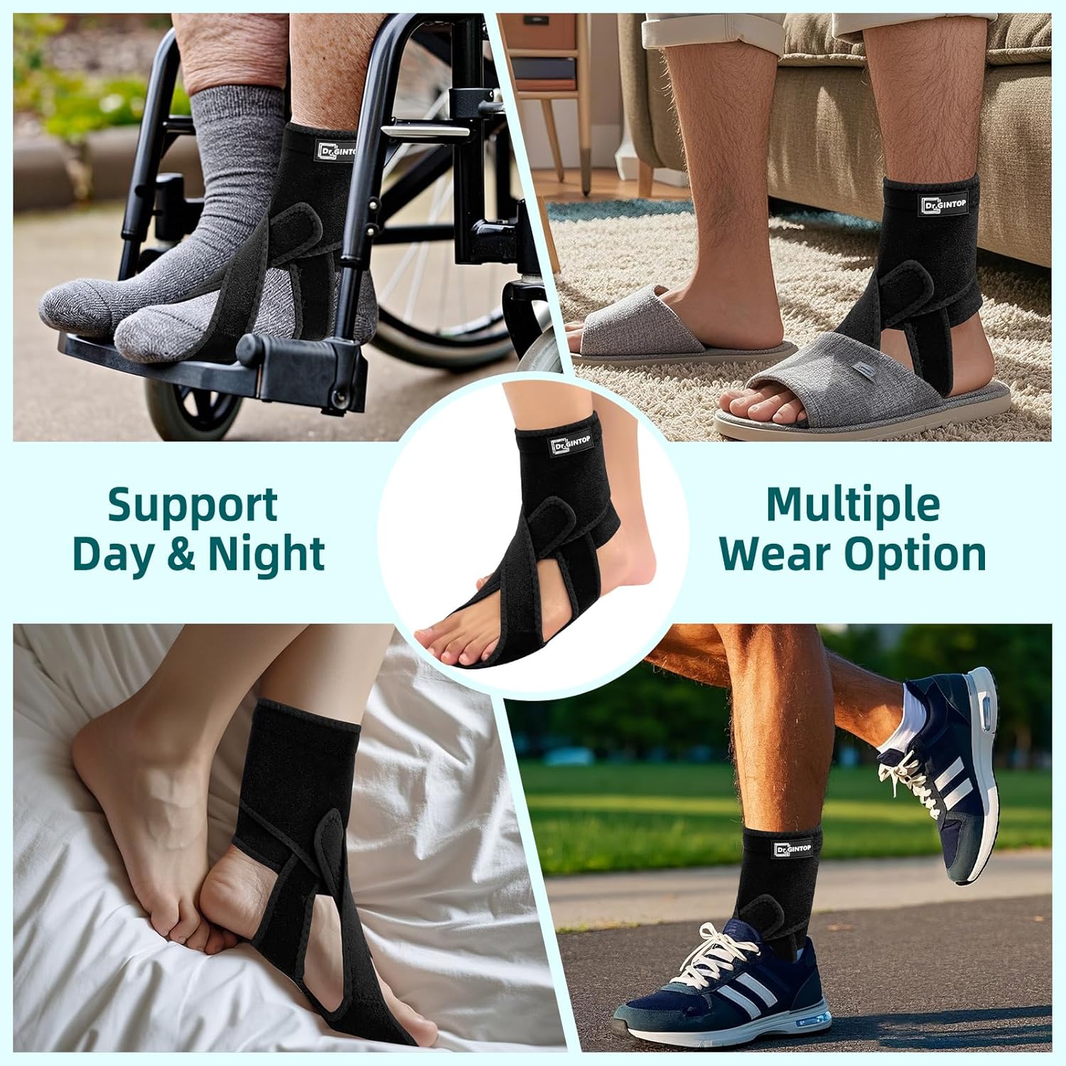 DR.GINTOP AFO Foot Drop Brace with Arch Support for Walking and Night Splint

