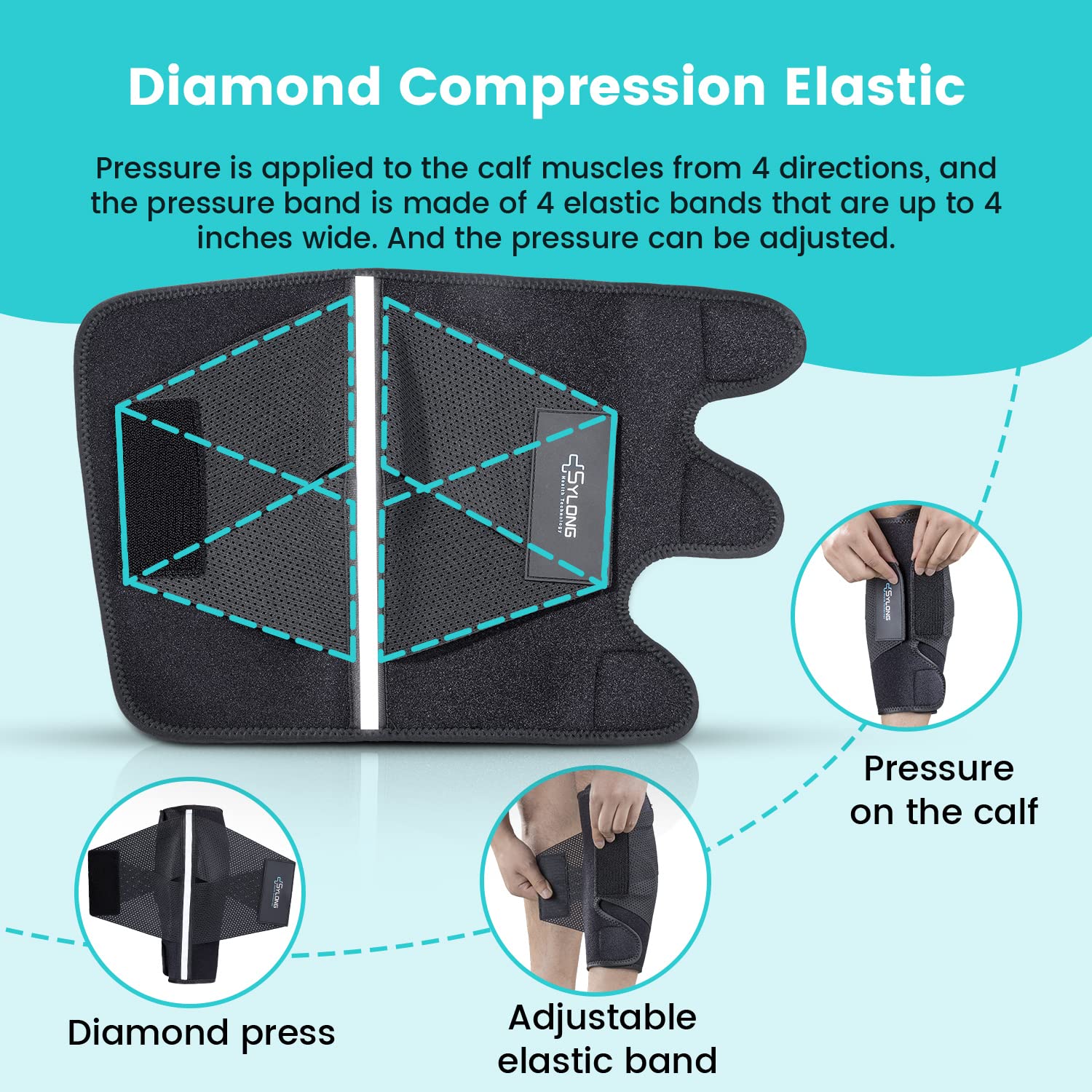 Sylong Calf Compression Wrap Brace for Swelling, Varicose Veins, and Muscle Soreness

