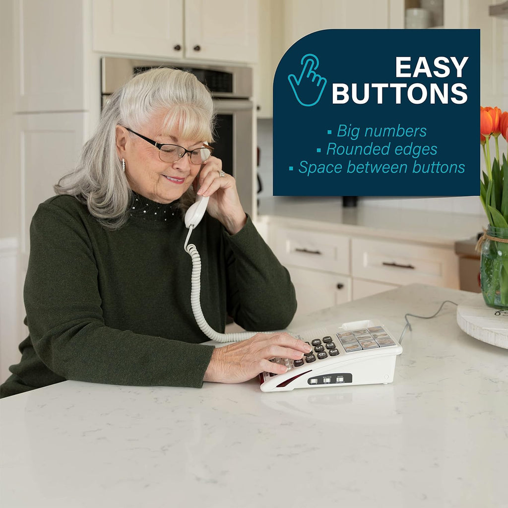 Serene Innovations Amplified Big Button Landline Phone for Seniors, Photo Speed Dial

