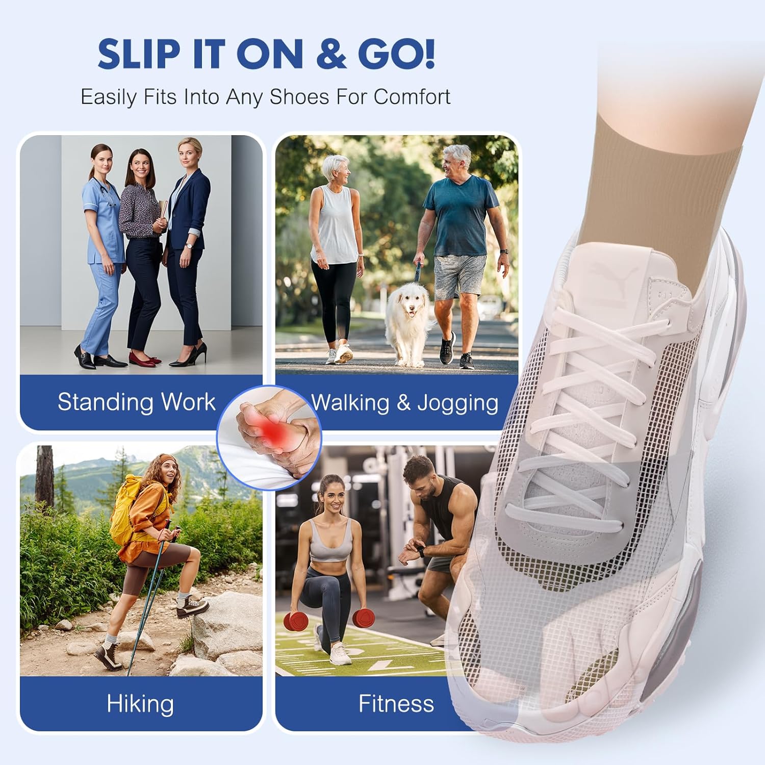 QCCL Bunion Corrector for Big Toe, Hallux Valgus Gel Cushion with Anti-Slip Pads

