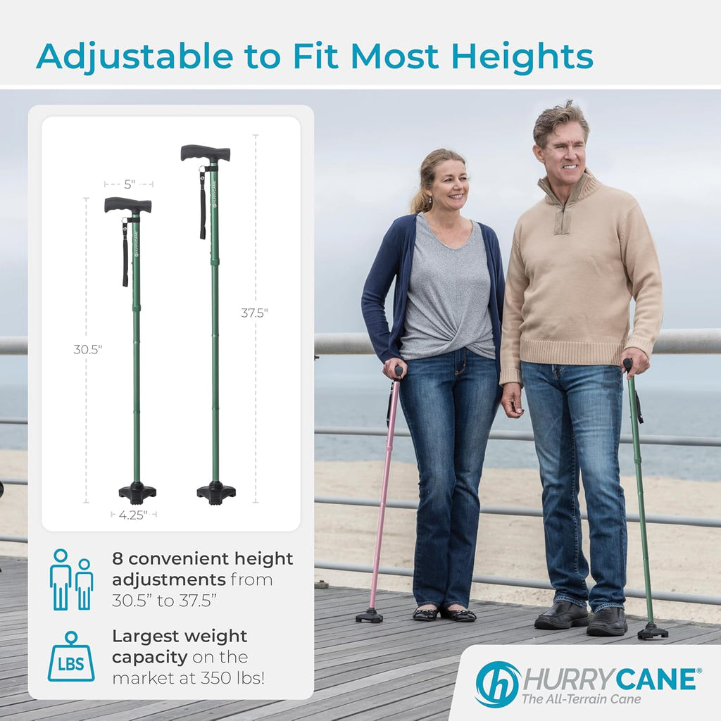 HurryCane HCANE Freedom Edition Foldable Walking Cane with T Handle

