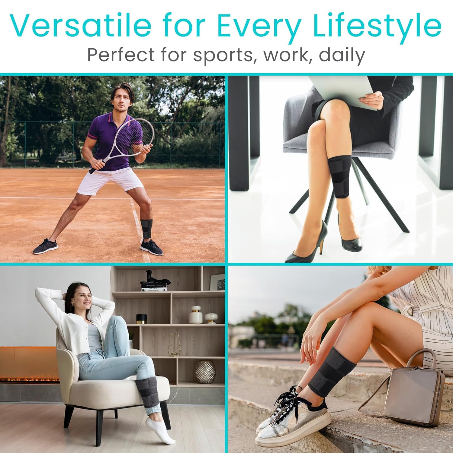 Vive Shin Splint Compression Wrap - Adjustable Brace for Lower Leg Support

