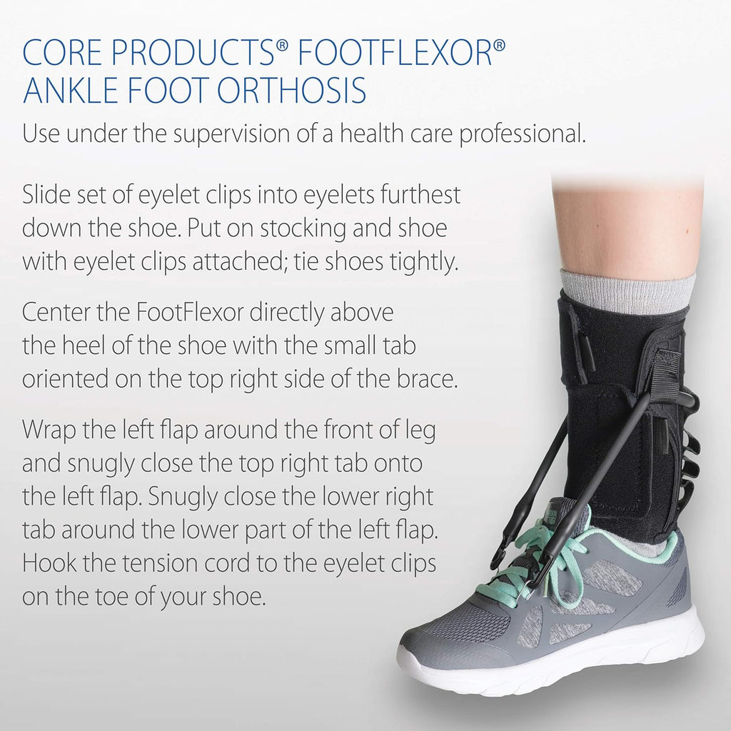 Core Products FootFlexor Foot Drop Brace Soft AFO for Walking Support

