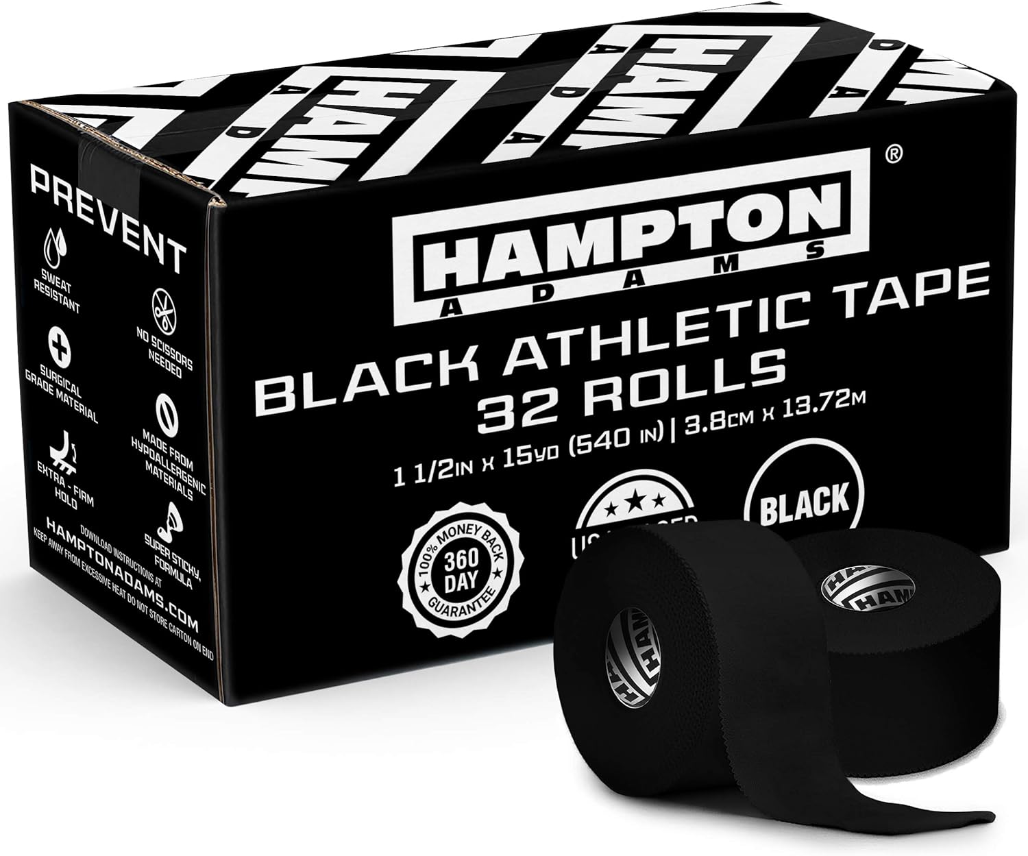 Hampton Adams Athletic Tape Roll, 45 ft, Easy Tear, No Sticky Residue

