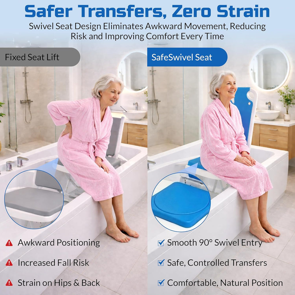 Platinum Health Tranquilo Electric Bath Lift with Rotating Padded Seat, 300 lb

