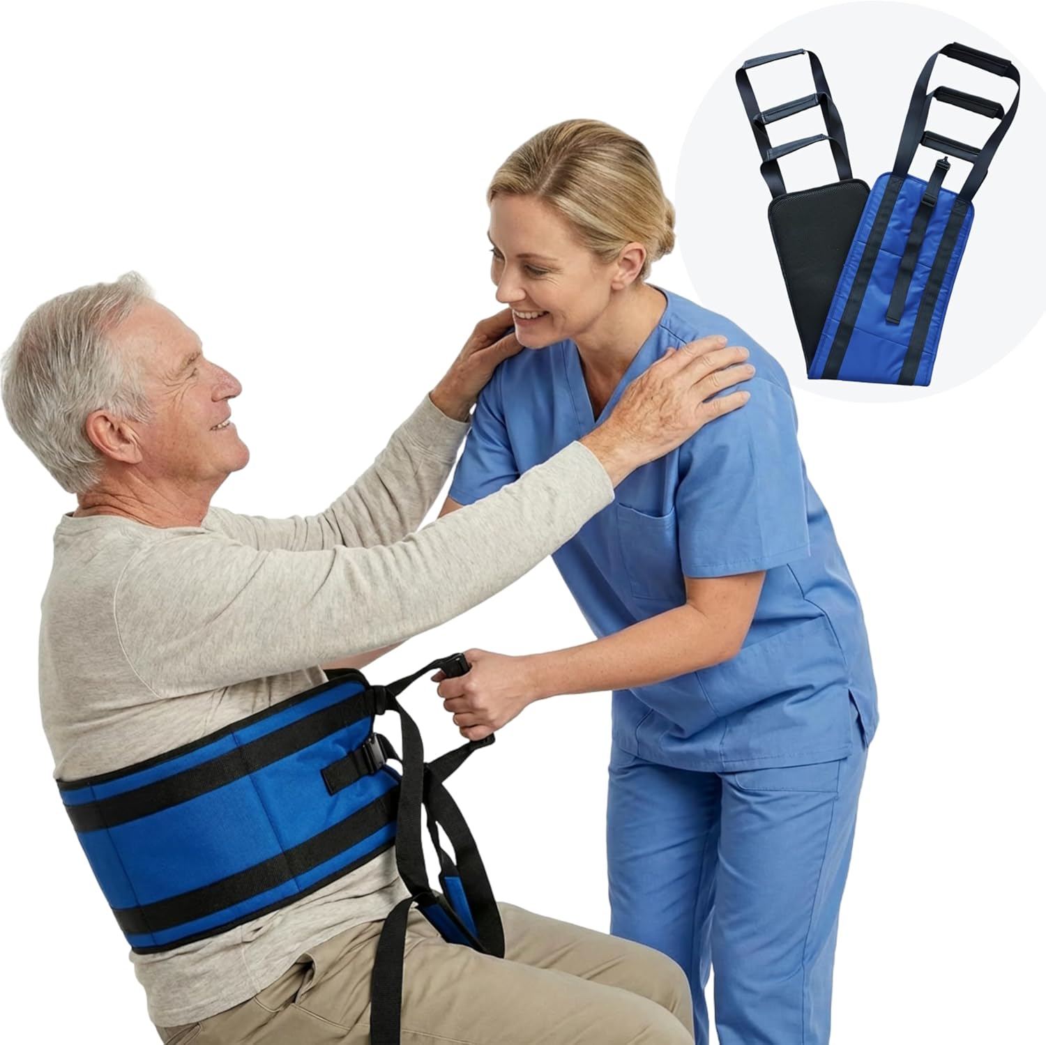 NurtureCare Transfer Sling with Metal Buckle, Reinforced Handles and Bed-Rail Attachment

