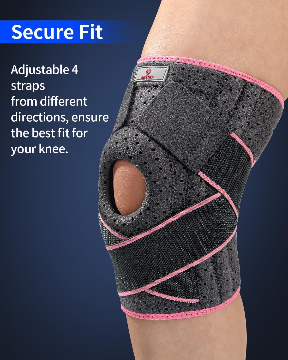 ABYON Adjustable Knee Brace with Stabilizers, Gel Pad & Compression Straps

