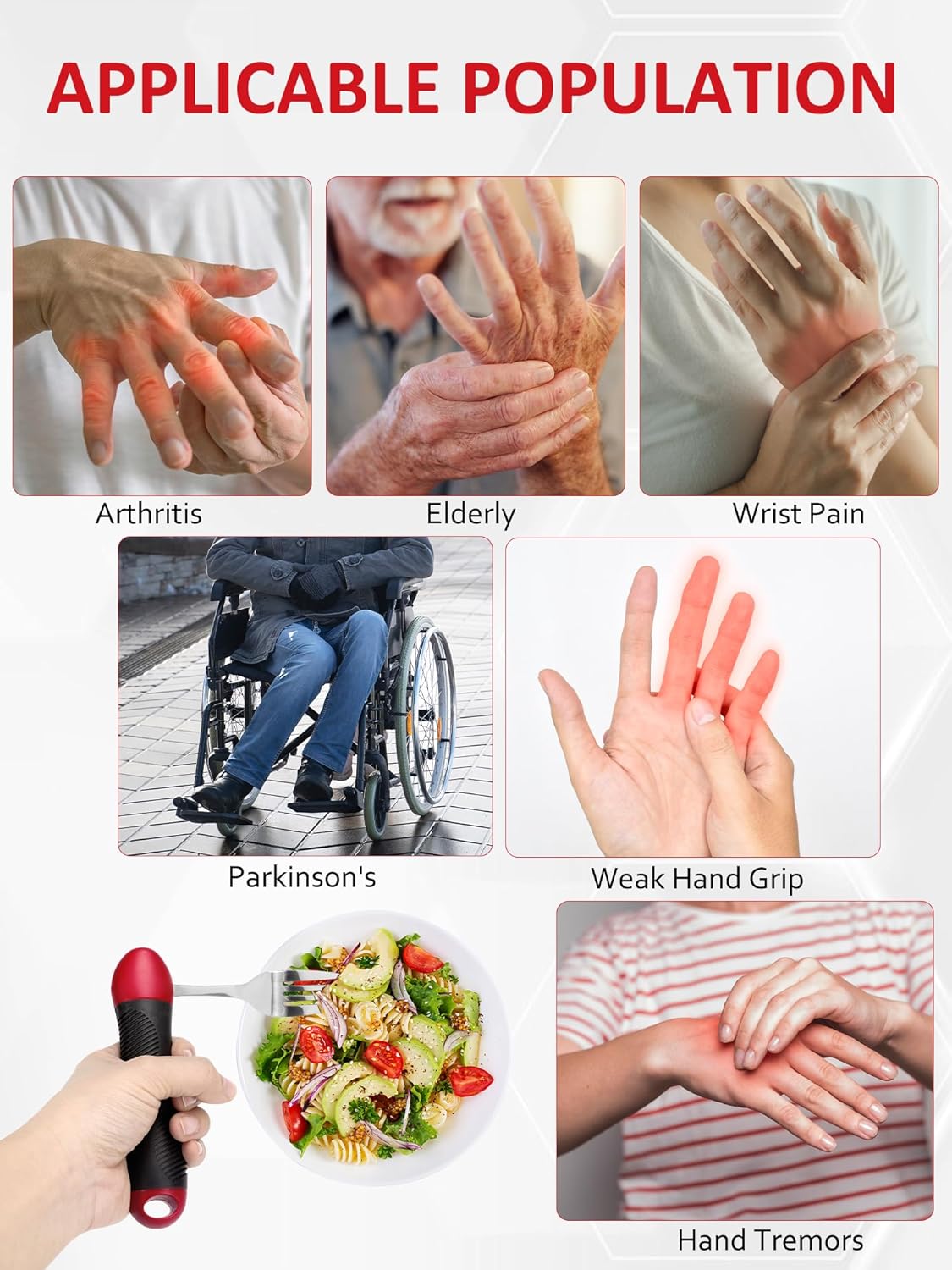 Adaptive Weighted Utensil Spoon and Fork Set for Weak Grip, Tremor, Arthritis

