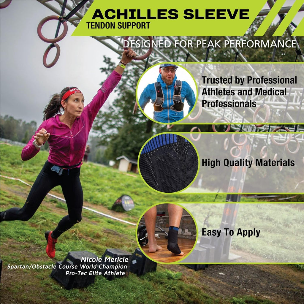 Pro-Tec Athletics Achilles Sleeve with Dual Gel Compression Strips, Tendon Support

