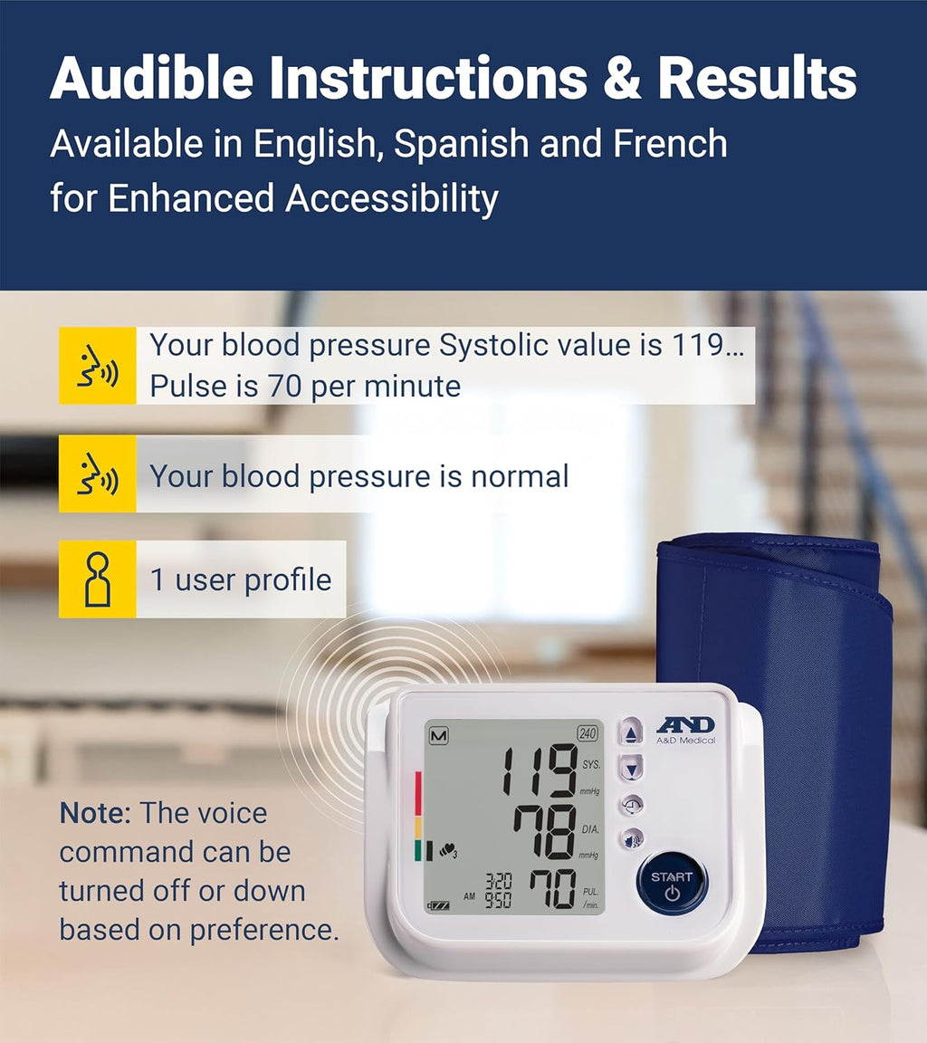 A&D Medical UA-1030T Blood Pressure Machine with TriCheck and Body Movement Sensor

